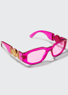 Versace 53mm Rectangular Sunglasses In Fuchsia