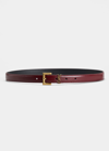 Saint Laurent Ysl Supple Leather Skinny Belt In 6133 Red Agate