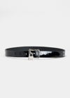 Saint Laurent Ysl Padlock Patent Leather Belt In 1000 Nero Nero