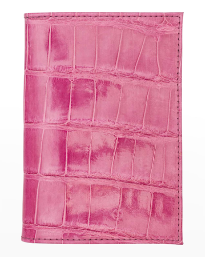 Abas Traditional Alligator Passport Holder In Pure Pink