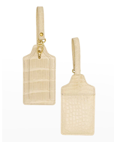 Abas Two Alligator Luggage Tag Set In Ivory