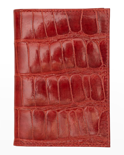 Abas Traditional Alligator Passport Holder In Red