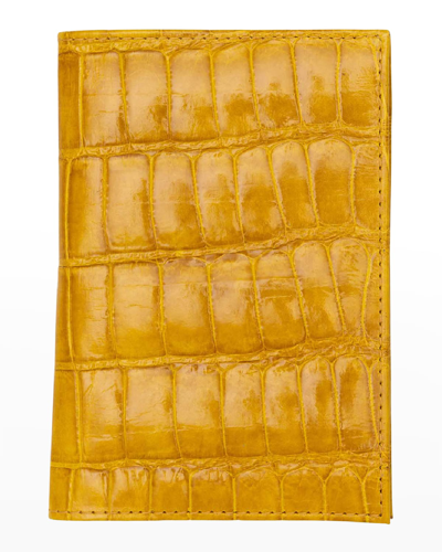 Abas Traditional Alligator Passport Holder In Canary