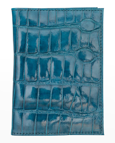 Abas Traditional Alligator Passport Holder In Turquoise