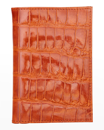 Abas Traditional Alligator Passport Holder In Orange