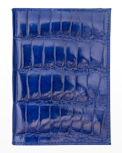 Abas Traditional Alligator Passport Holder In Electric Blue