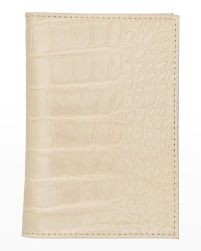 Abas Traditional Alligator Passport Holder In Ivory