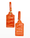Abas Two Alligator Luggage Tag Set In Orange