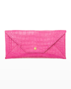 Abas Envelope Polished Matte Alligator Travel Organizer In Blush Pink
