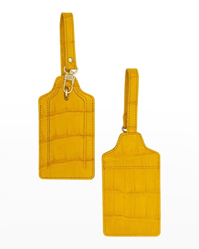 Abas Two Polished Matte Alligator Luggage Tag Set In Maze