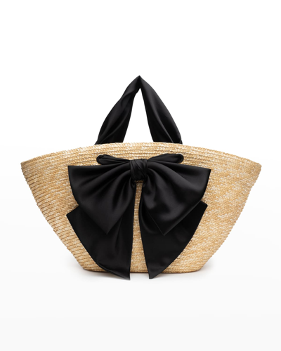 Eugenia Kim Straw Bow Tote Bag In Natural