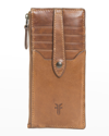 Frye Melissa Zip Leather Card Wallet In Cognac