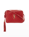 Saint Laurent Lou Medium Monogram Ysl Calf Crossbody Bag In Dark Red