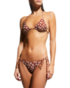 Tory Burch Printed Triangle Bikini Top In Rust Little Leave