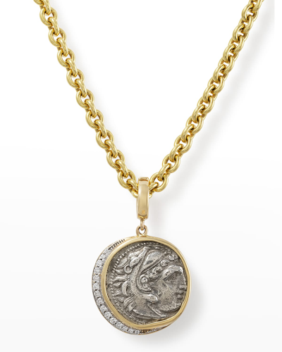 Jorge Adeler Unisex Alexander The Great Coin Pendant W/ Diamonds In Yellow Gold