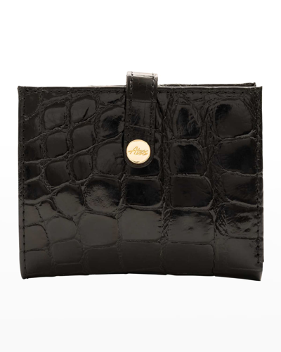 Abas Mini Alligator Bifold Wallet In Black