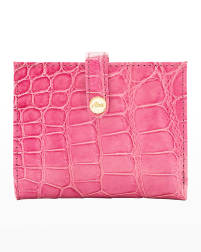 Abas Mini Alligator Bifold Wallet In Pure Pink
