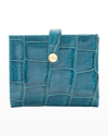 Abas Mini Alligator Bifold Wallet In Turquoise