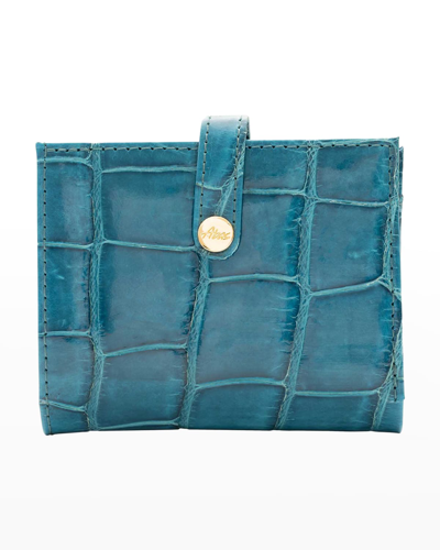 Abas Mini Alligator Bifold Wallet In Turquoise