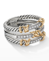 DAVID YURMAN HELENA RING WITH DIAMONDS AND 18K GOLD IN SILVER, 12MM
