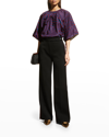 Tory Burch Striped Tie-front Silk Top In Blue Beach Stripe