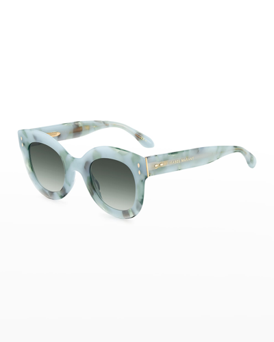 Isabel Marant Round Acetate & Metal Sunglasses In Light Blue