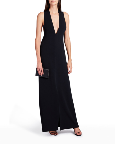 The Row Ingmar Plunging Twisted Gown In Black
