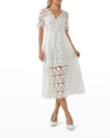 Endless Rose Sheer Lace Cut-out A-line Midi Dress In White