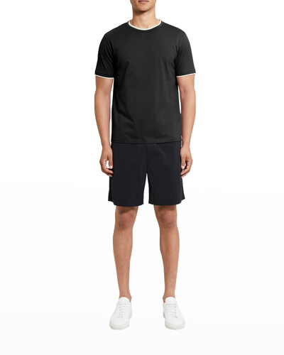 Theory Men's Luxe Cotton Crew T-shirt In Blackopal