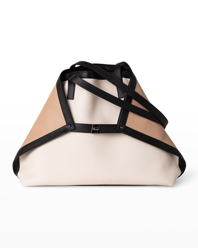 Akris Ai Medium Colorblock Convertible Shoulder Bag In Ecru/black
