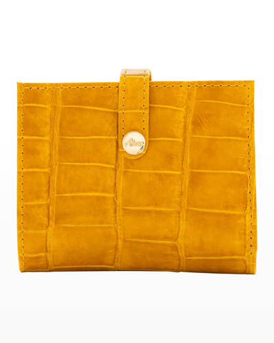 Abas Mini Alligator Bifold Wallet In Canary