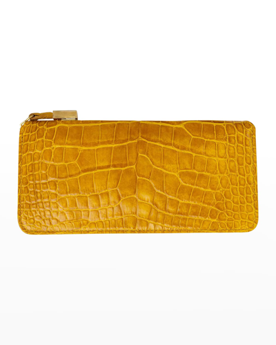 Abas Zip Alligator Continental Wallet In Canary