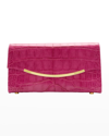 Abas Alligator Evening Clutch Bag In Pure Pink