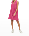 Michael Stars Daisy Tiered Cotton Gauze Babydoll Dress In Magenta