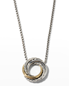 David Yurman Sterling Silver & 18k Yellow Gold Crossover Mini Pendant Necklace, 17 In S8