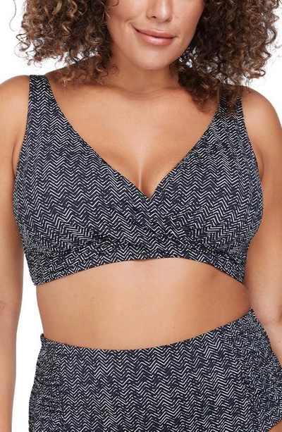 Artesands Plus Size Delacroix Wave-print Crossover Bikini Top In Zigzag