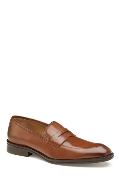 Johnston & Murphy Meade Penny Loafer In Tan Italian Calfskin