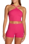 Alo Yoga Goddess Rib Crop Tank In Magenta Crush