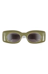 Loewe Paula Ibizia Original 49mm Square Sunglasses In Shiny Dark Green / Smoke