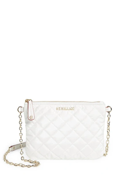 Mz Wallace Ruby Zip Quilted Nylon Crossbody Bag In Pearl Metallic