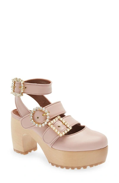 Autumn Adeigbo Buckle Ankle Strap Clog In Dusty Pink