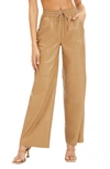 Good American Faux Leather Wide Leg Pants In Warm Carmel003