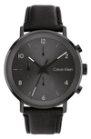 Calvin Klein Grey Leather Strap Watch 44mm Women's Shoes In Gray