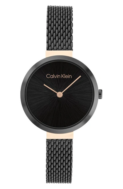 Calvin Klein Mesh Strap Watch, 28mm In Black
