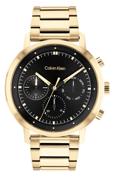 Calvin Klein Gold-tone Bracelet Watch 44mm In Black