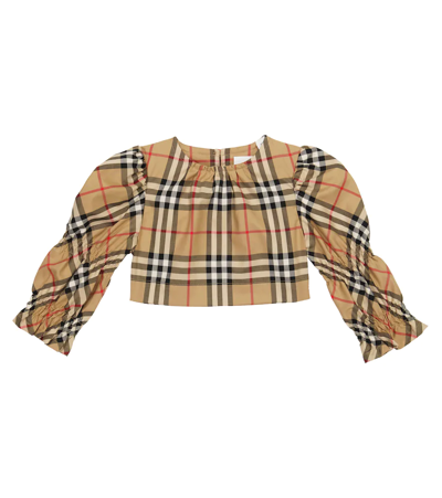Burberry Baby Archive Check Cotton-blend Top In Beige