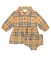 BURBERRY BABY ARCHIVE CHECK COTTON-BLEND DRESS AND CULOTTES SET