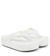 Balenciaga Rise Platform Leather Thong Sandals In White/black