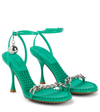 Bottega Veneta Women's Dot Leather Chain Detail Sandals In Acid Turquoise