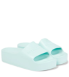 Balenciaga Women's Mono Logo Platform Pool Slides In Green Aqua